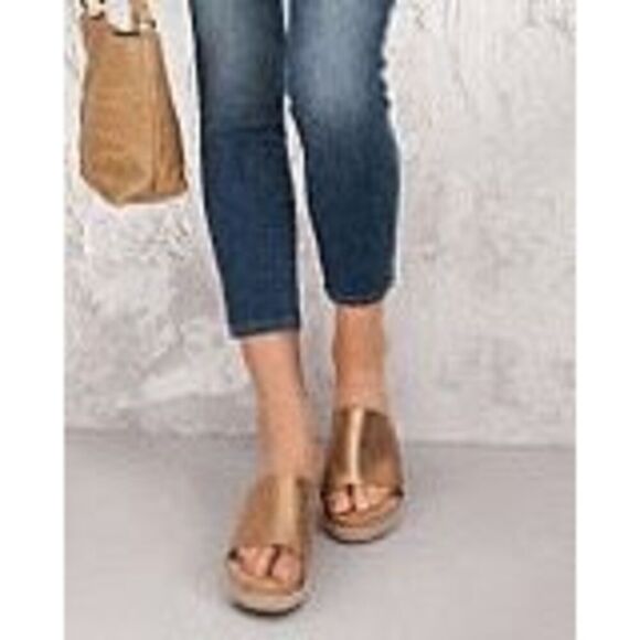 Donald‎ Pliner Janet Metallic Espadrille Wedges Cork Toe Sandal Gold 11 - Picture 2 of 15